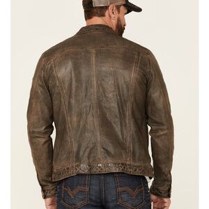 Brown Lightweight Shirt Jacket with Distressed Look